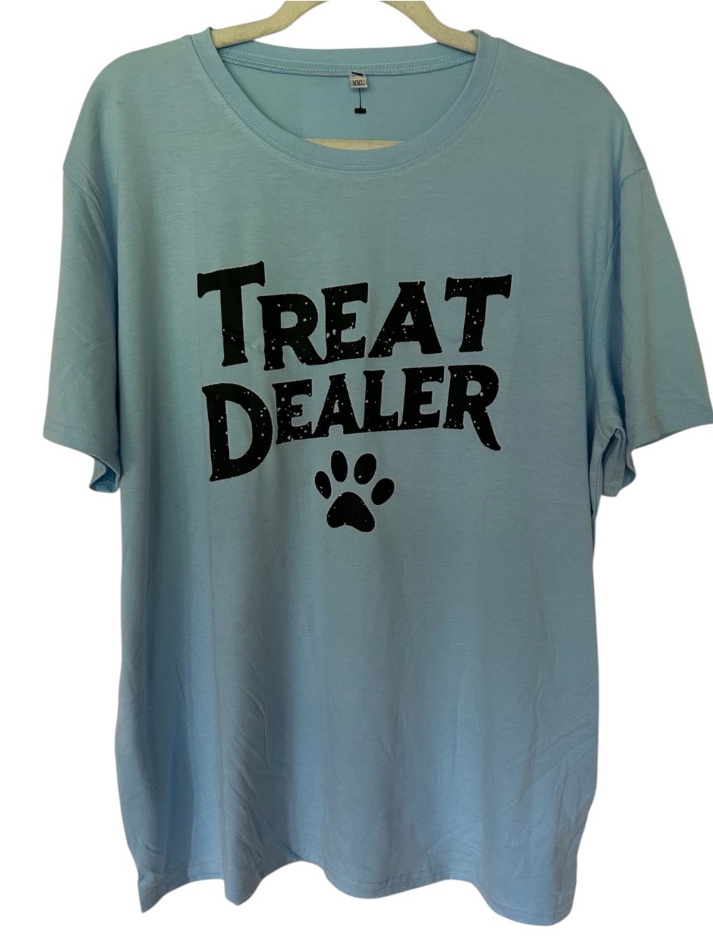 Treat Dealer Shirt | Distressed Graphic Pet Parent Tee – Light Blue (XXL)
